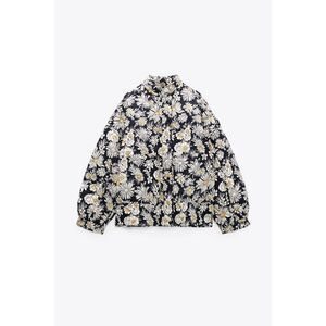 Zara Jacket Ditsy Floral Daisy Quilted Black Cream Size Medium
